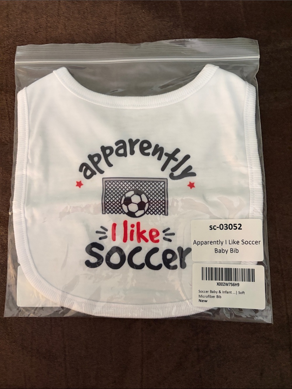 Apparently I Like Soccer Baby Bib - White